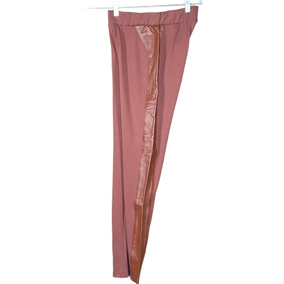 Iman Terracotta Colored Knit Leggings With Leather Trim Small NWT - Picture 5 of 10